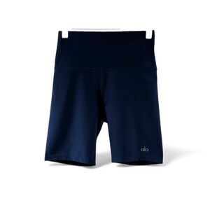 ALO Airbrush High Waist Biker Shorts in Navy Blue Size S